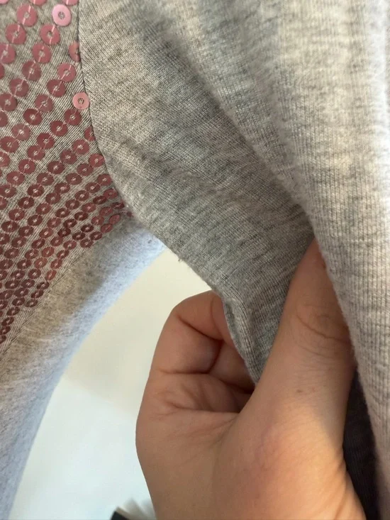 Cache Y2K Sequined Scoop Neck Long Sleeve Top - Pink & Gray - Picture 8 of 13